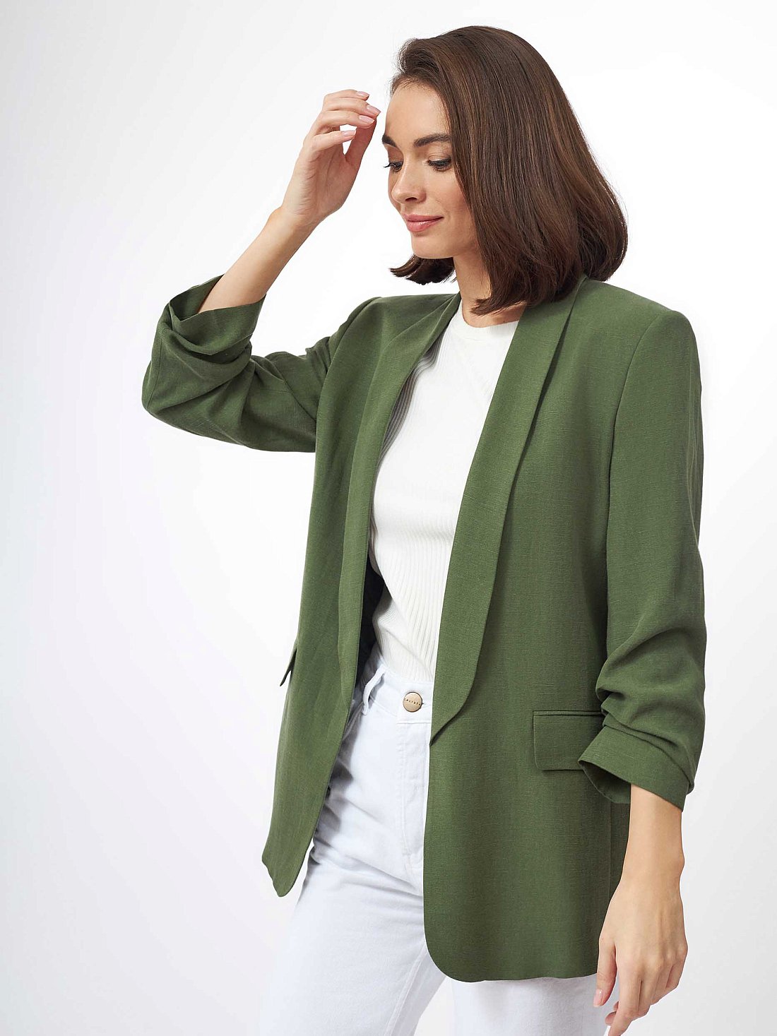 Удлиненный жакет с драпировкой: фото №1