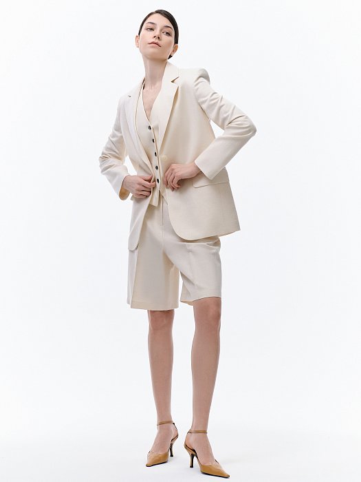 Прямой жакет из смесового льна: фото №2