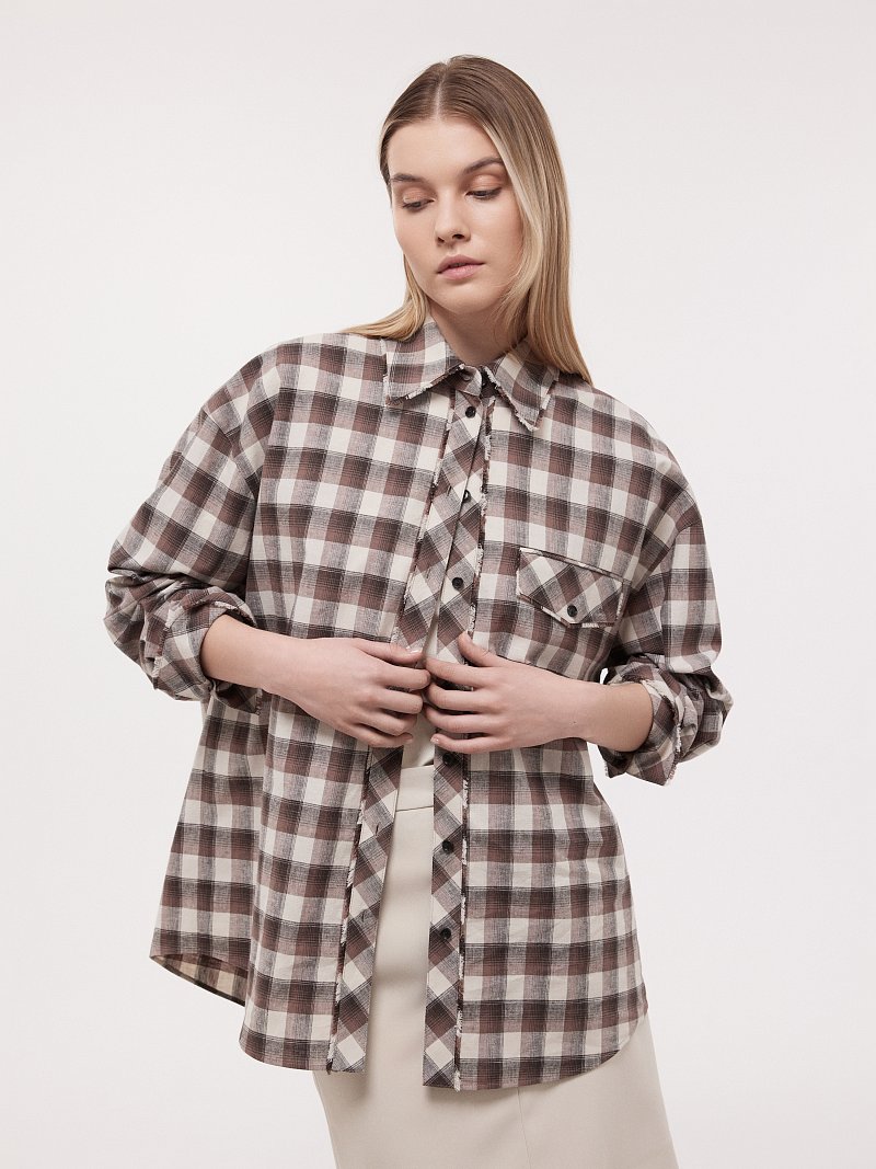 Клетчатая рубашка со льном