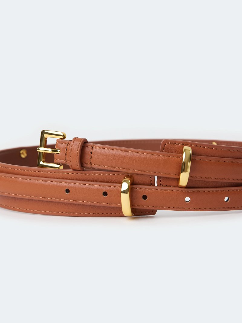 Двойной ремень из натуральной кожи