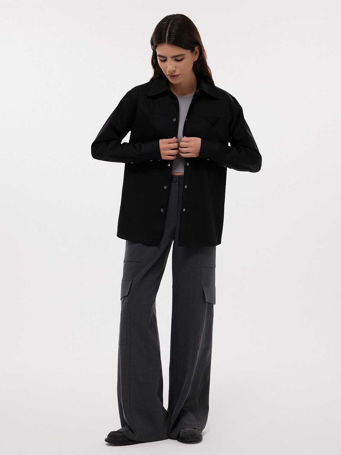 Хлопковая рубашка на кнопках: фото №1