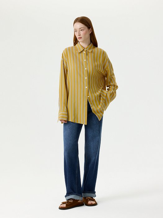 Рубашка из вискозы в полоску: фото №3