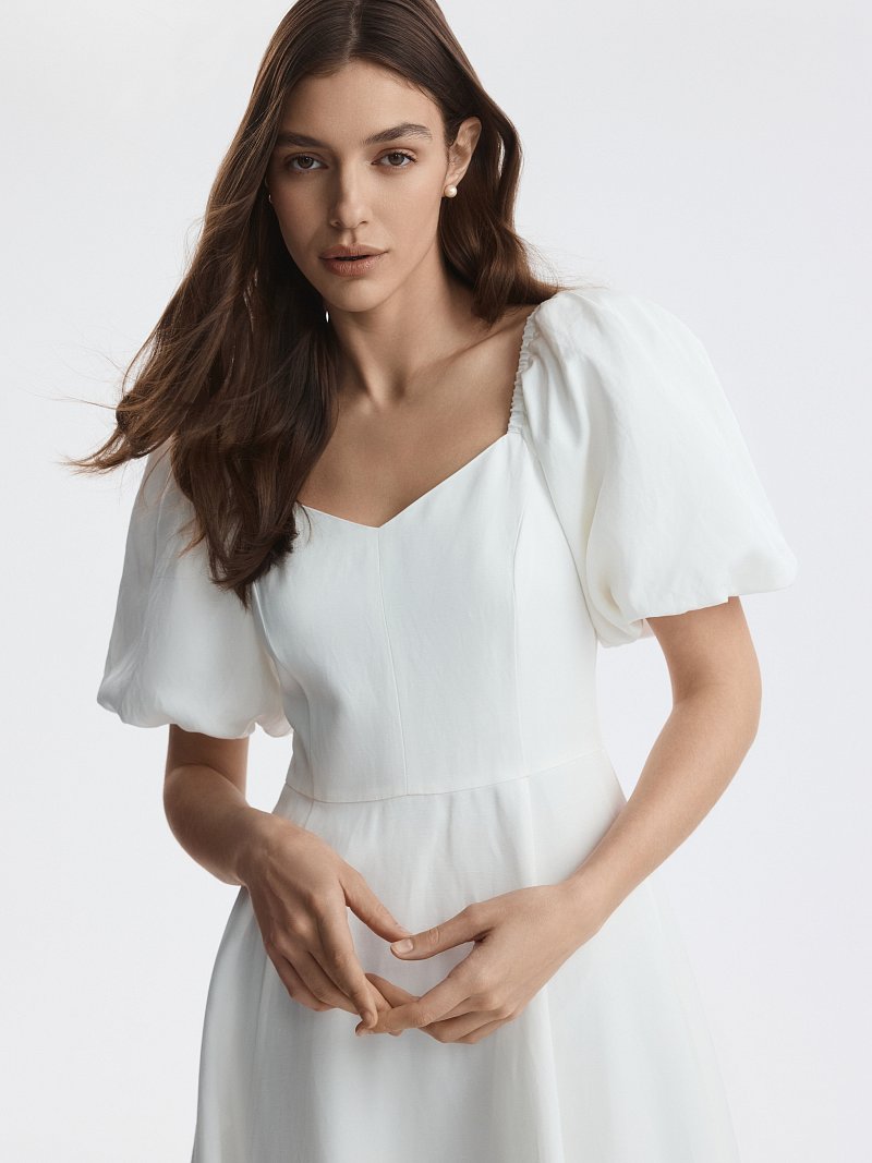 Расклешенное платье со льном (Р158)