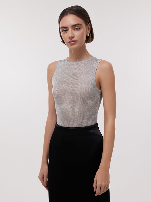 Сетчатый топ с люрексом: фото №3