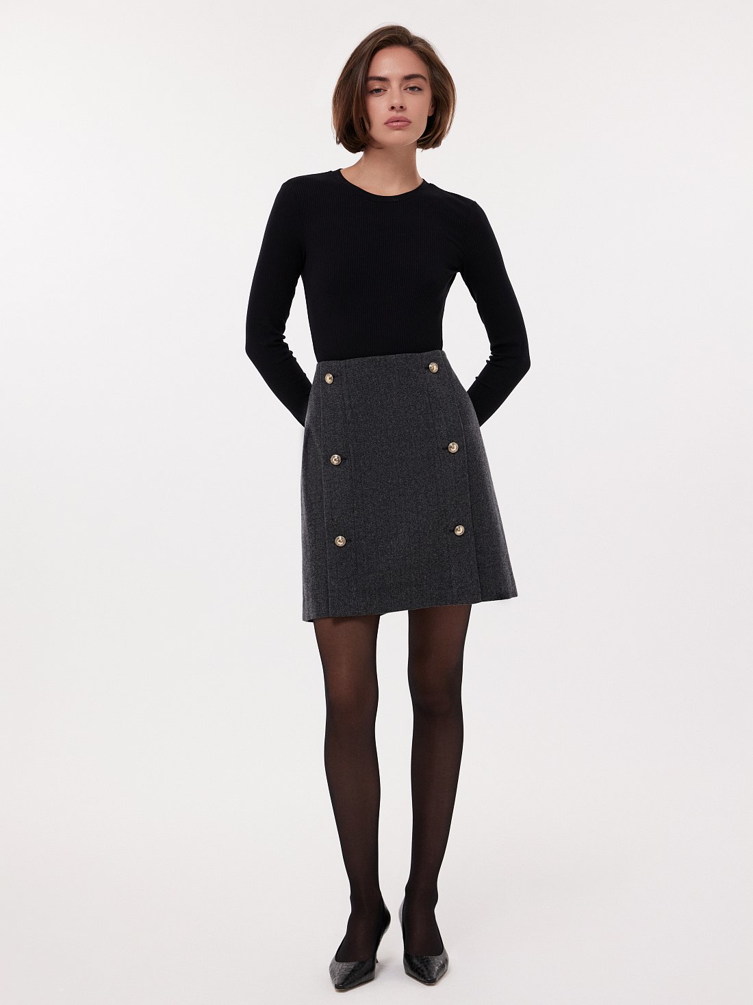 Мини-юбка из шерстяного драпа: фото №1