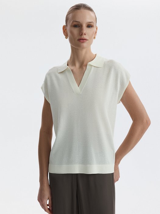 Вязаное поло из вискозы: фото №3