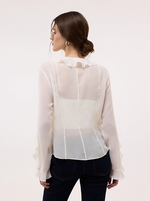 Шифоновая блуза с воланами и топ: фото №5