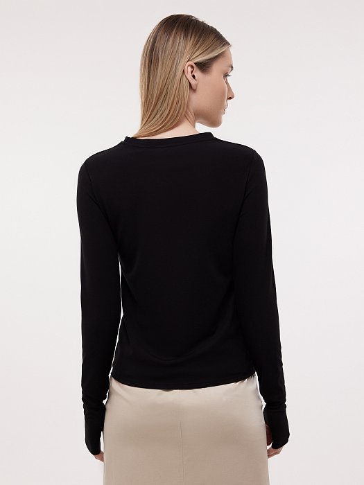 Облегающий лонгслив с вырезом для пальца: фото №4