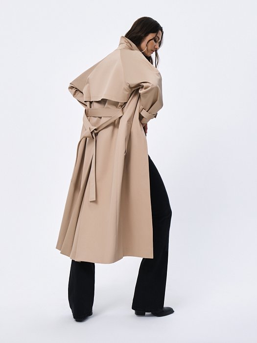 Удлиненный плащ из органического хлопка: фото №4