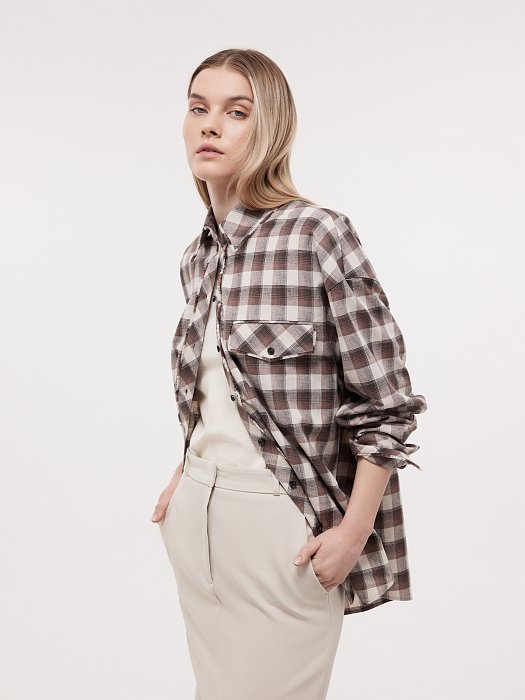 Клетчатая рубашка со льном: фото №2