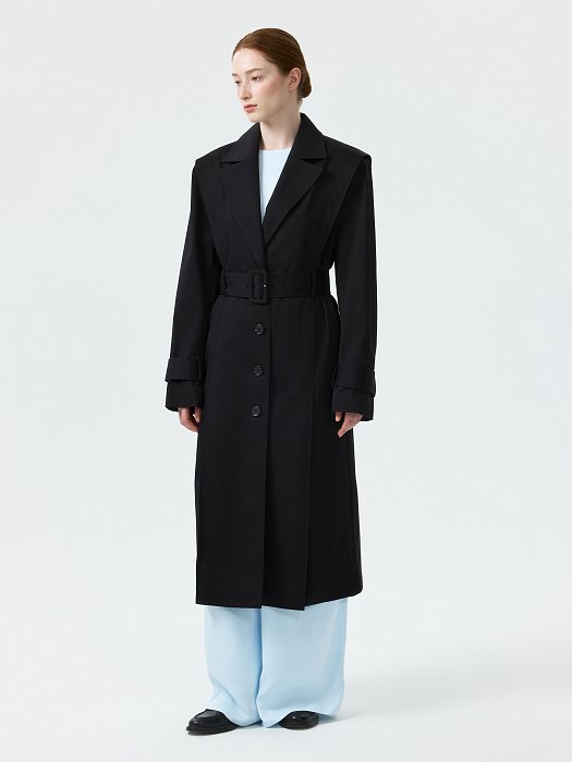 Однобортный плащ из хлопка: фото №6