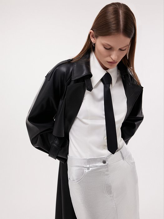 Атласный топ с галстуком: фото №5