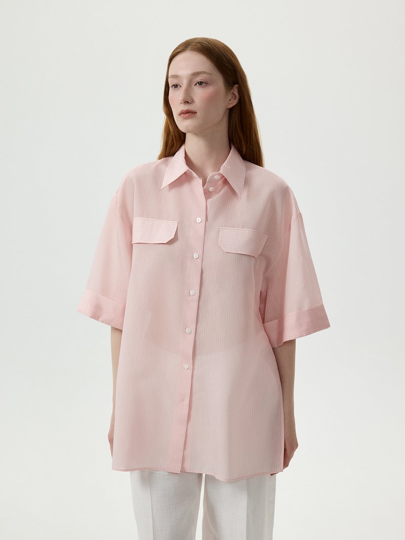 Рубашка из тонкой вискозы в полоску