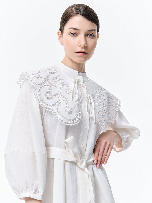 Льняное платье со съемным воротником: фото №4