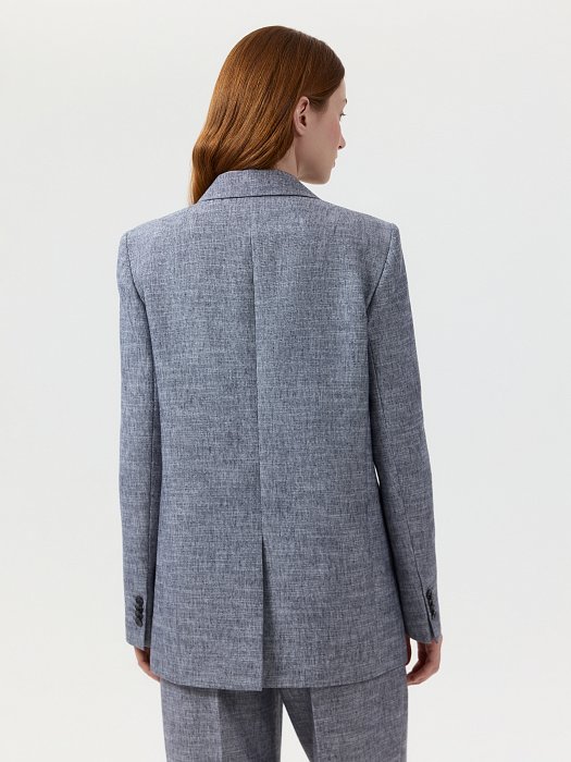 Прямой жакет со льном (Р158): фото №3