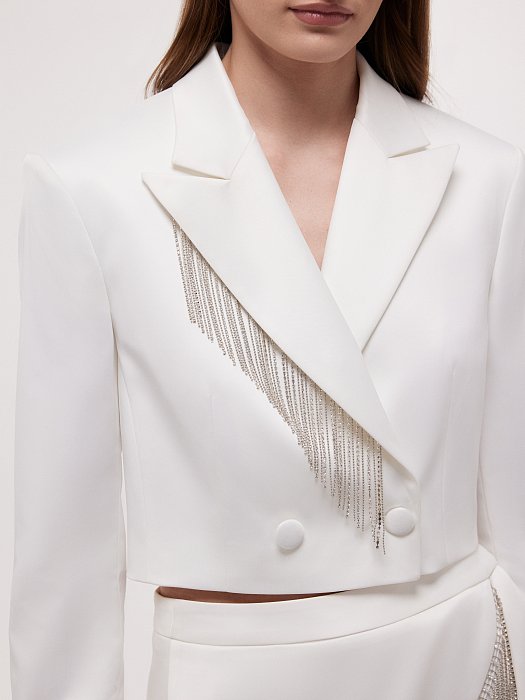 Атласный жакет со съемными стразами: фото №4