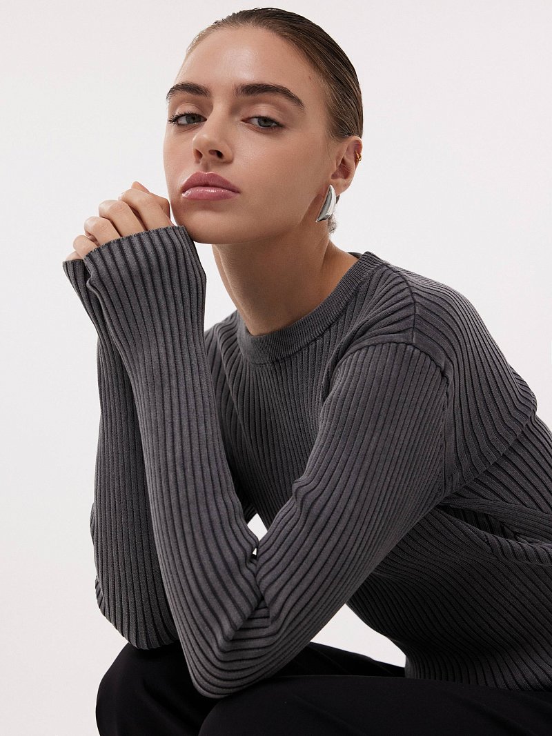 Джемпер из хлопка в рубчик