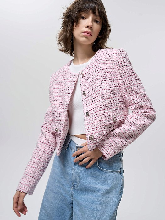 Твидовый жакет укороченного кроя: фото №3