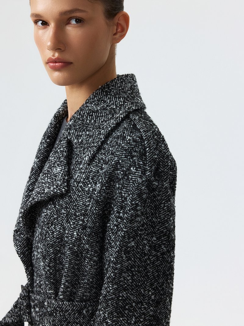 Пальто с шерстью «в елочку»