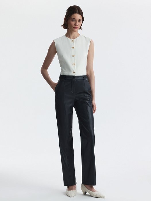 Брюки-клеш из экокожи: фото №2