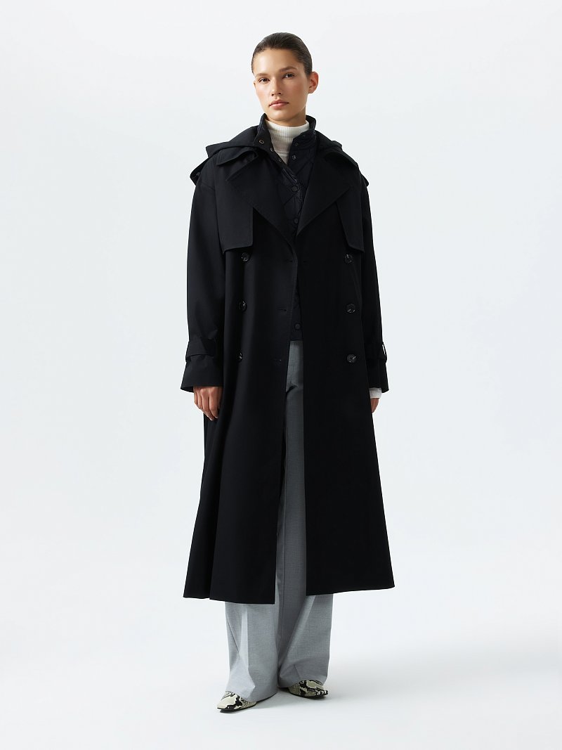 Плащ со съемным жилетом и капюшоном