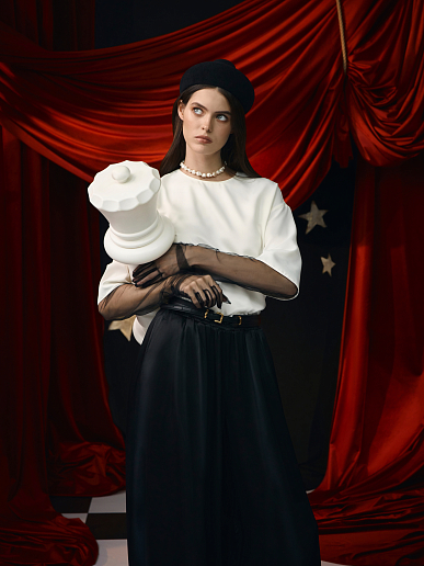 Атласная блуза на молнии