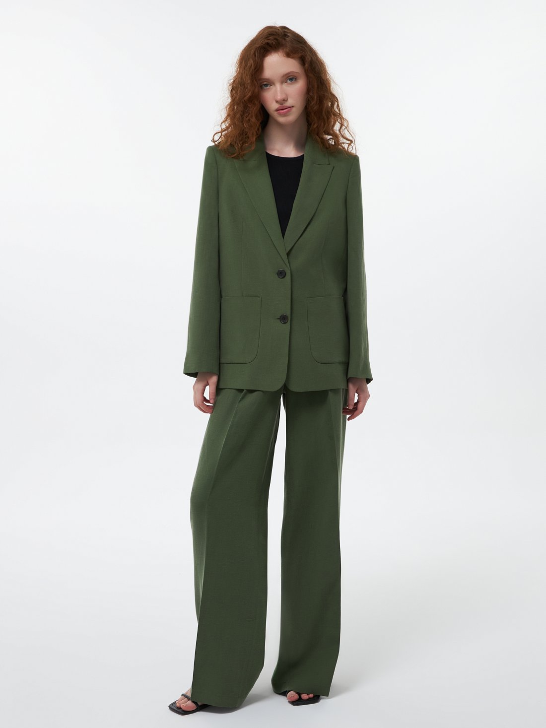 Однобортный жакет со льном (Р158): фото №1