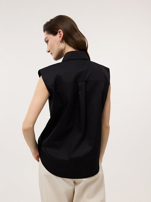 Хлопковая рубашка без рукавов: фото №4