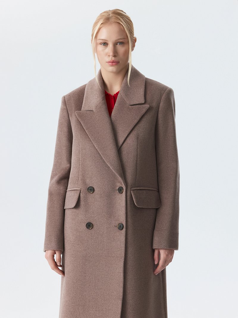 Двубортное пальто с шерстью (Р158)