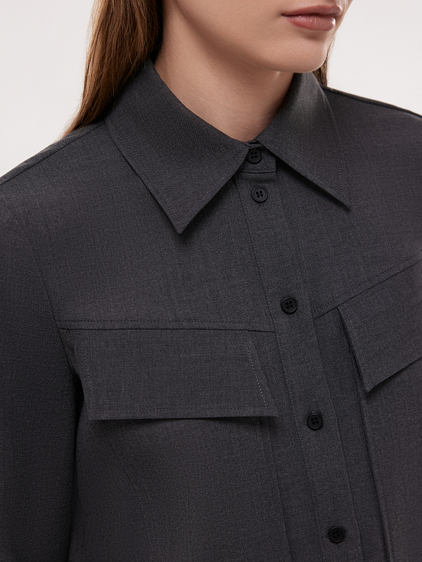 Укороченная рубашка с шерстью