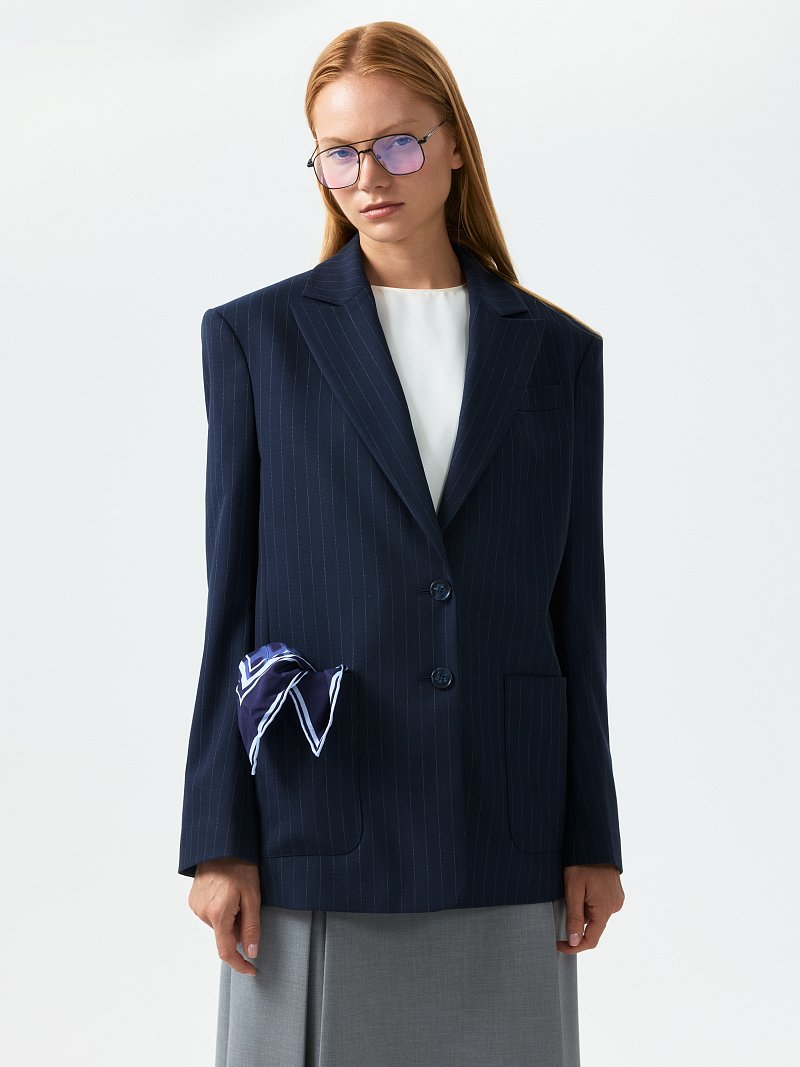 Прямой жакет в полоску