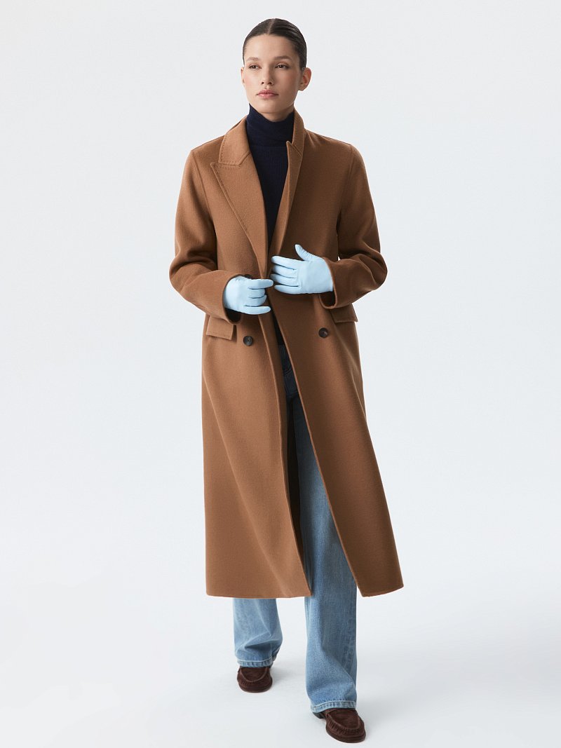 Двубортное пальто с шерстью (Р158)