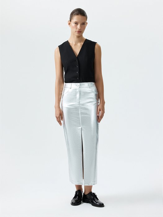 Юбка-макси с серебристым напылением: фото №3