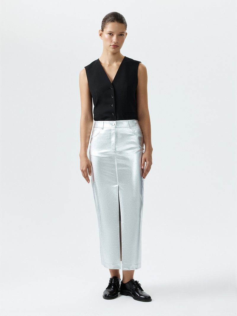 Юбка-макси с серебристым напылением