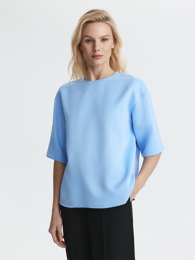 Атласная блуза на молнии