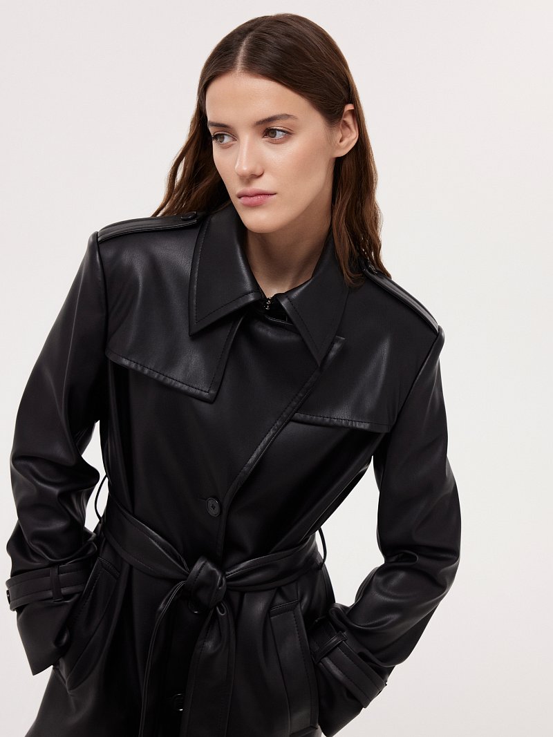 Тренч из экокожи