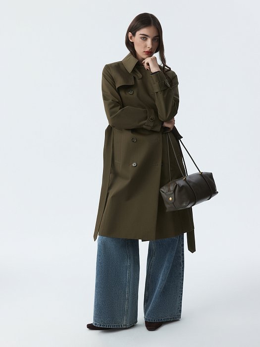 Двубортный плащ из хлопка: фото №7