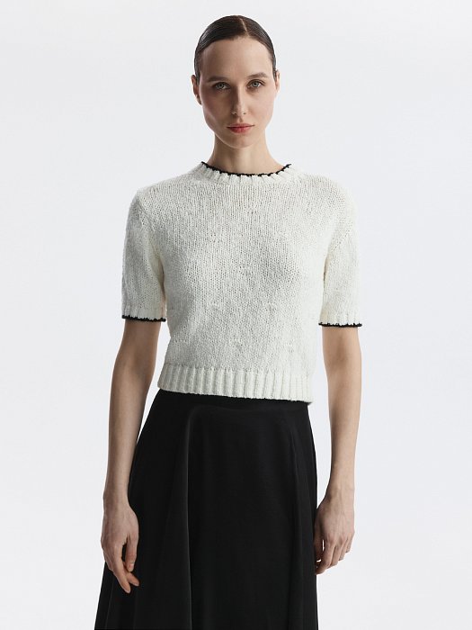 Джемпер с короткими рукавами из хлопка: фото №3