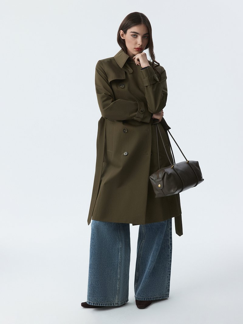 Двубортный плащ из хлопка