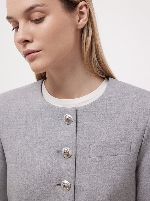 Укороченный жакет из костюмной ткани: фото №3