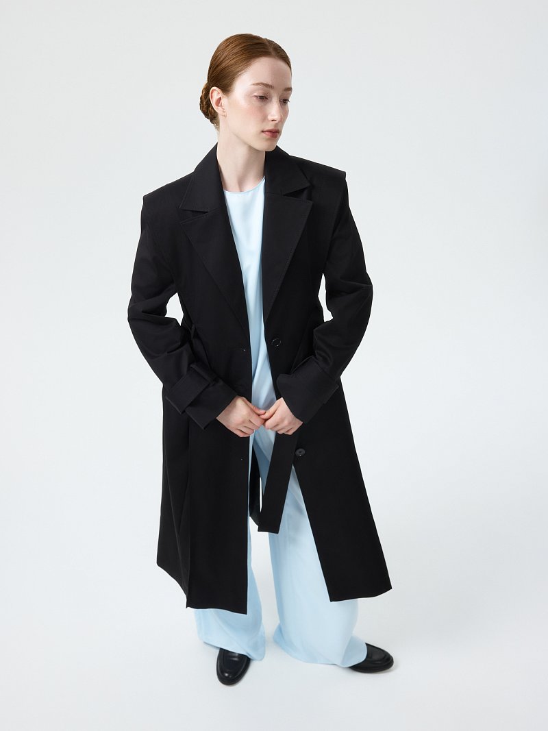 Однобортный плащ из хлопка