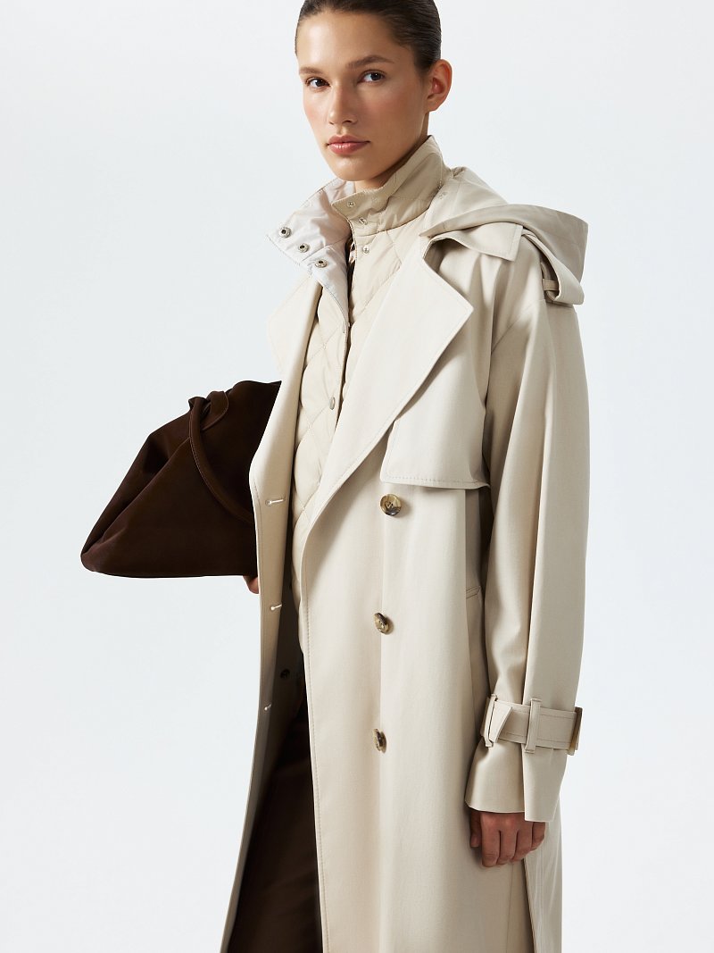 Плащ со съемным жилетом и капюшоном