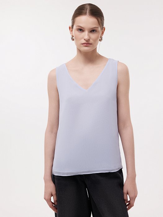 Шифоновый топ с V-вырезом: фото №2