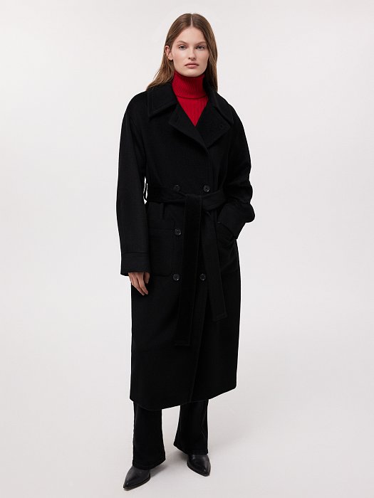 Полушерстяное двубортное пальто: фото №4