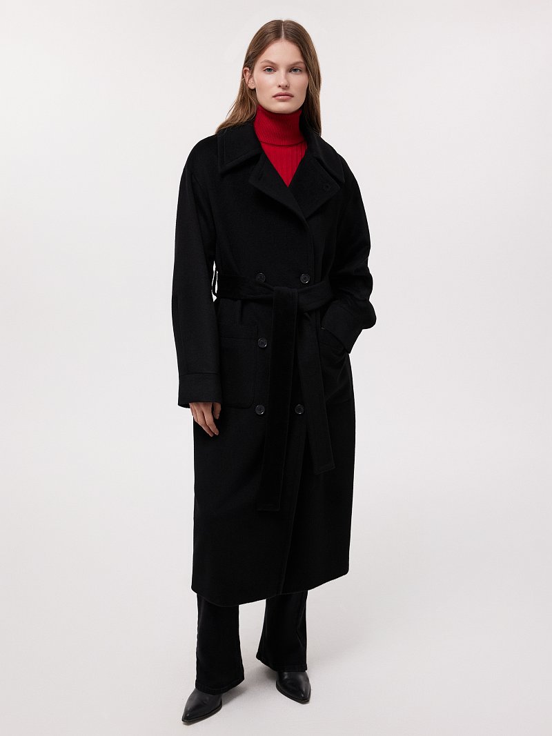 Полушерстяное двубортное пальто