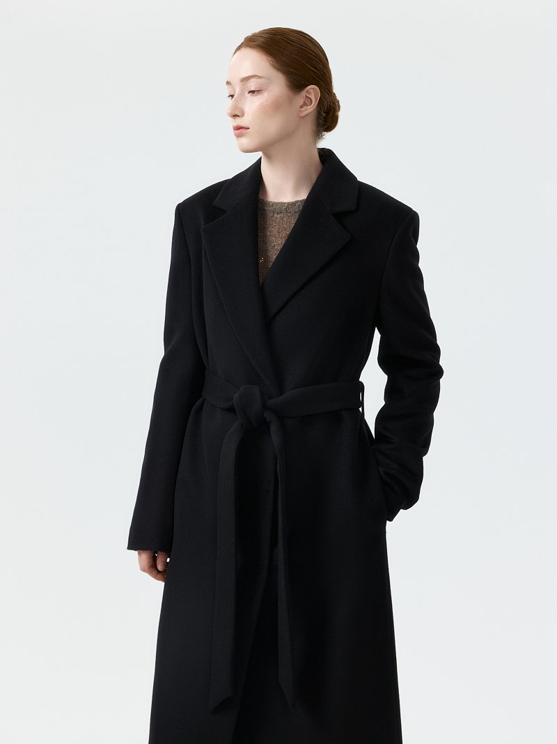 Прямое пальто из шерсти и кашемира
