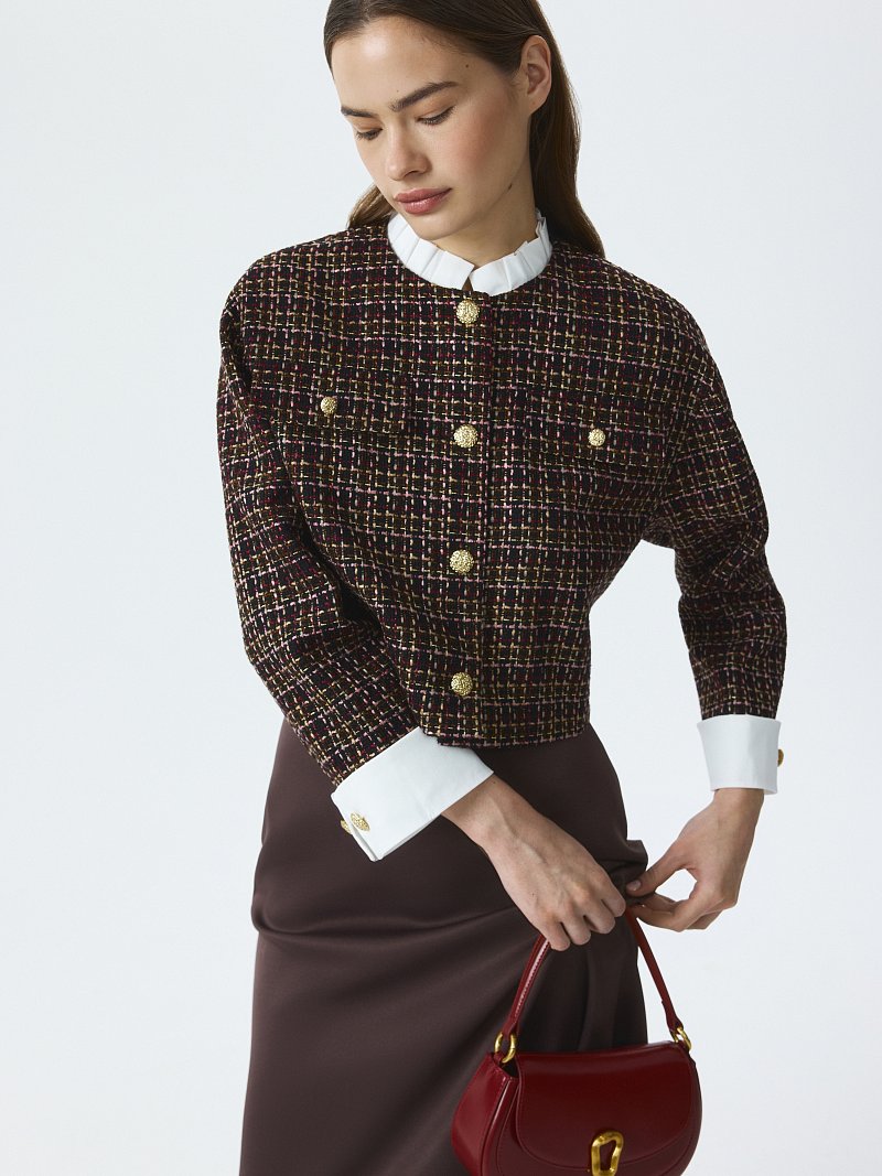 Твидовый жакет со съемными деталями