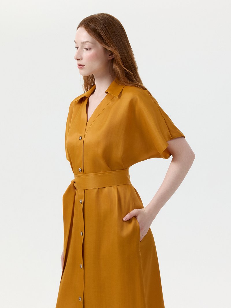 Платье-рубашка с короткими рукавами