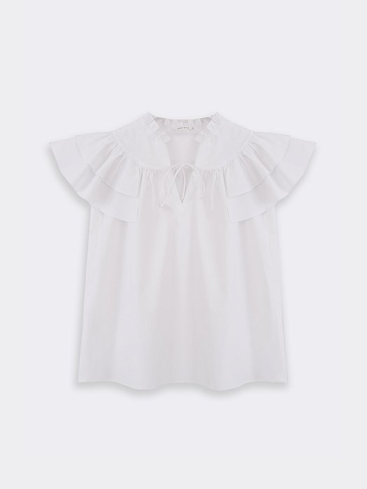 Хлопковая блуза с воланами: фото №5