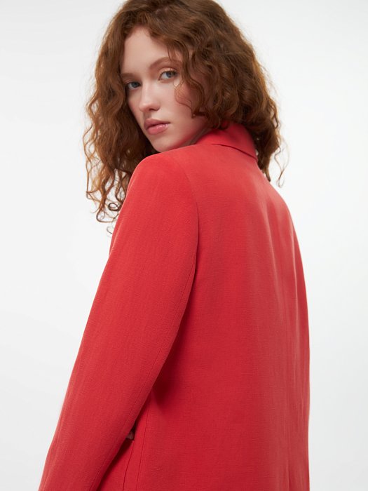 Однобортный жакет со льном (Р158): фото №4